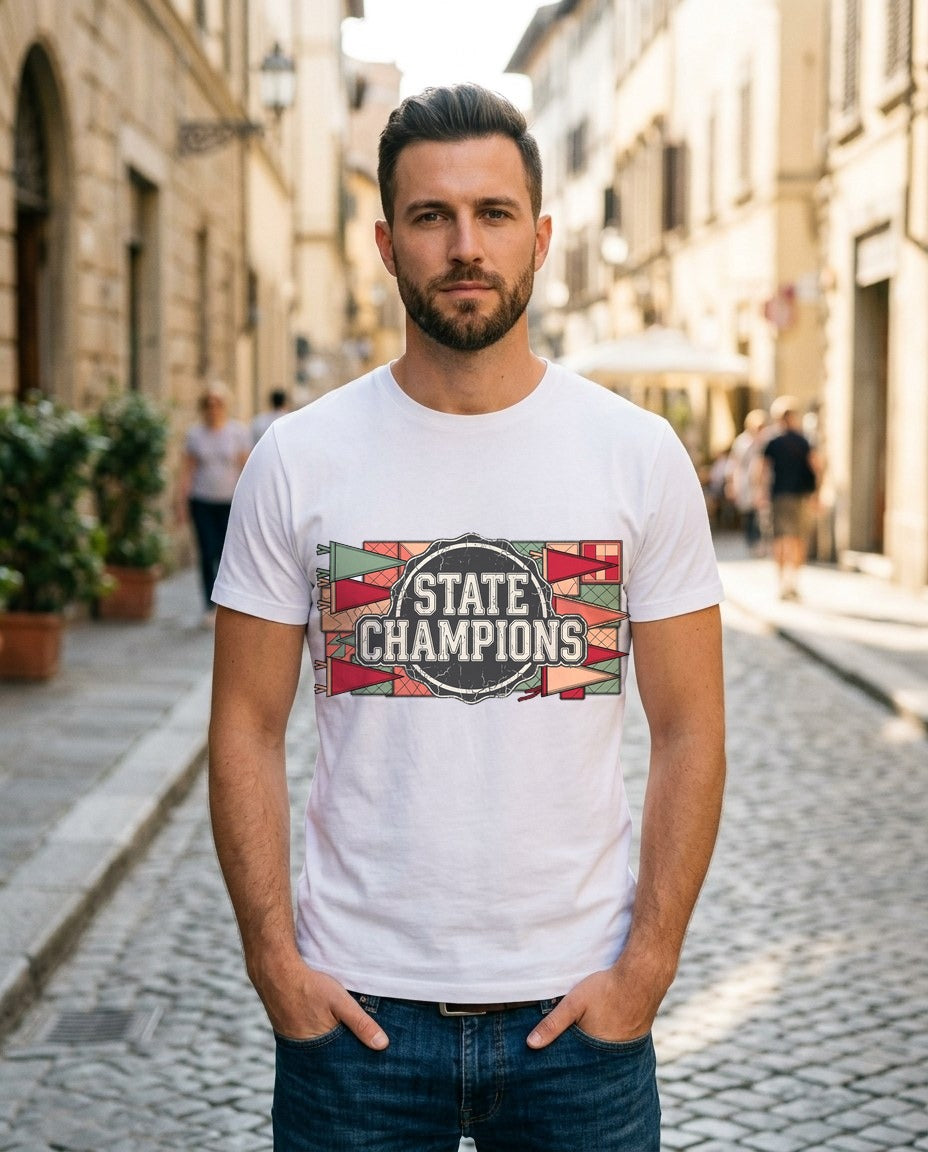 Vintage Varsity Patchwork Tee — lifestyle photo