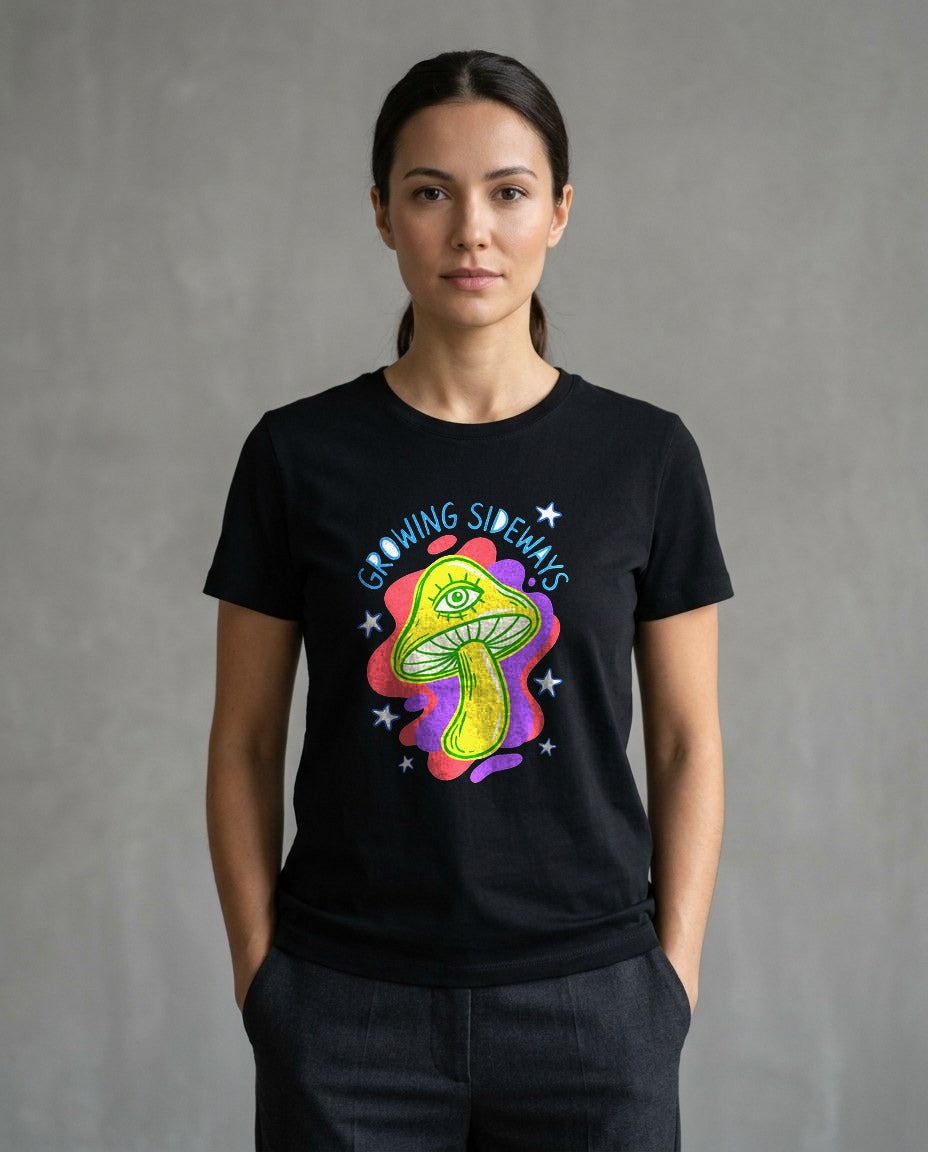 Happy Little Weirdo Mushroom Tee — lifestyle photo