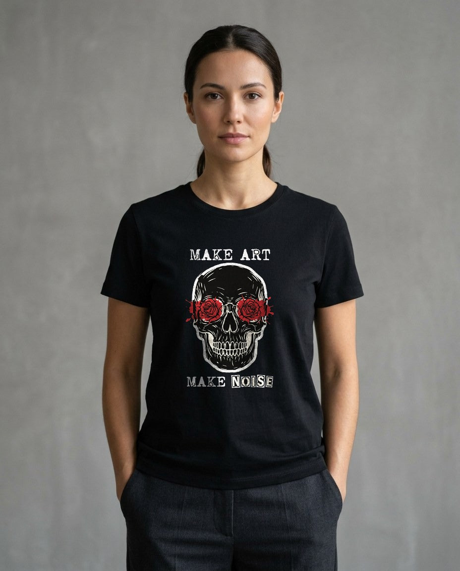 Make Art Make Noise Linocut Skull — lifestyle photo