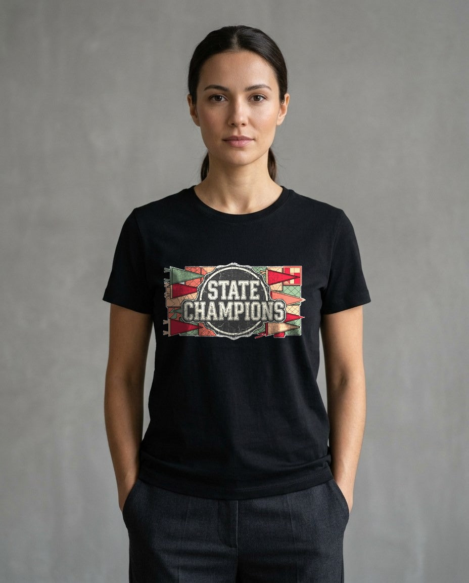 Vintage Varsity Patchwork Tee — lifestyle photo
