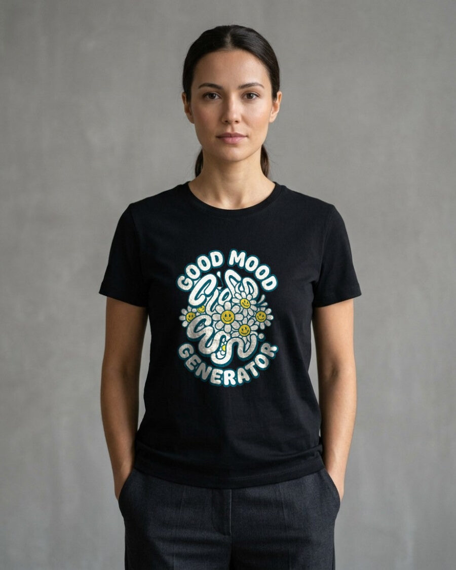Good Mood Generator Y2K Abstract Tee — lifestyle photo