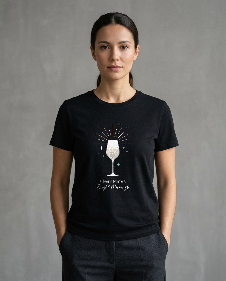Clear Minds Bright Mornings Tee — lifestyle photo