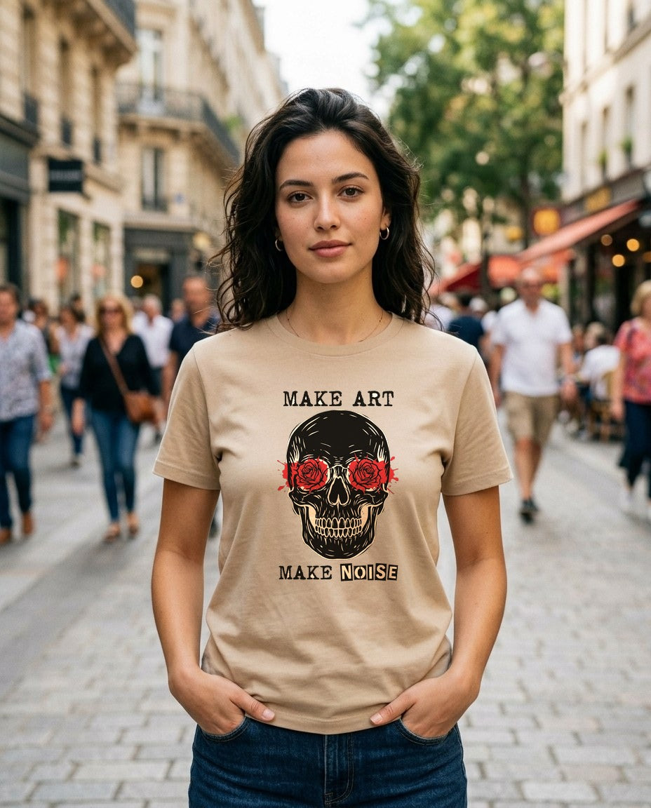 Make Art Make Noise Linocut Skull — lifestyle photo