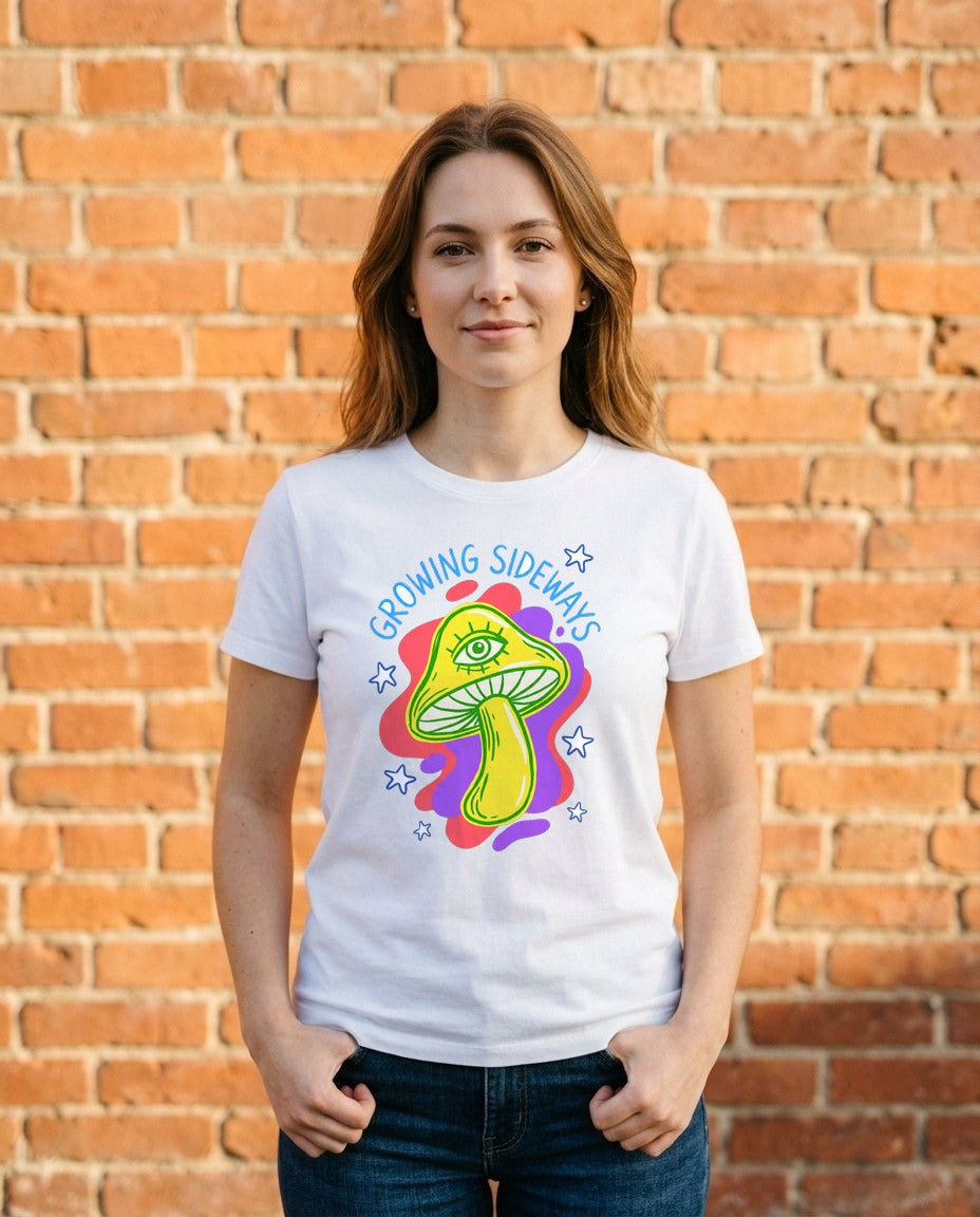 Happy Little Weirdo Mushroom Tee — lifestyle photo