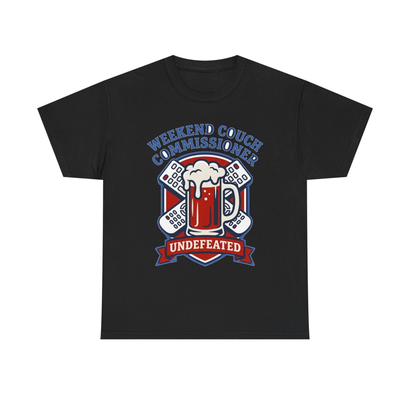 Weekend Couch Commissioner Crest Tee — lifestyle photo