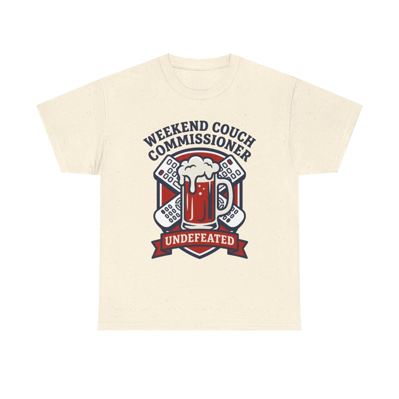 Weekend Couch Commissioner Crest Tee — lifestyle photo