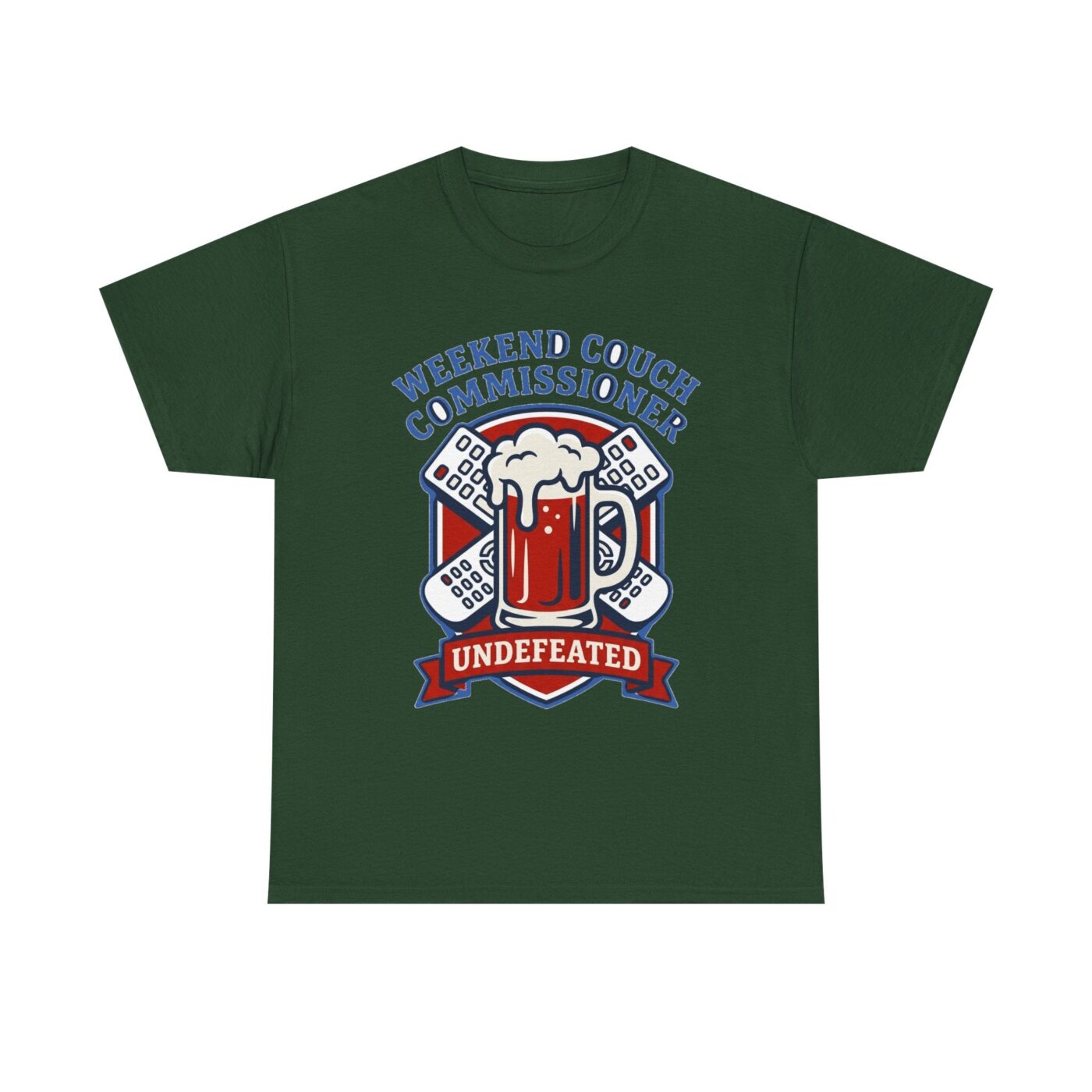 Weekend Couch Commissioner Crest Tee — lifestyle photo