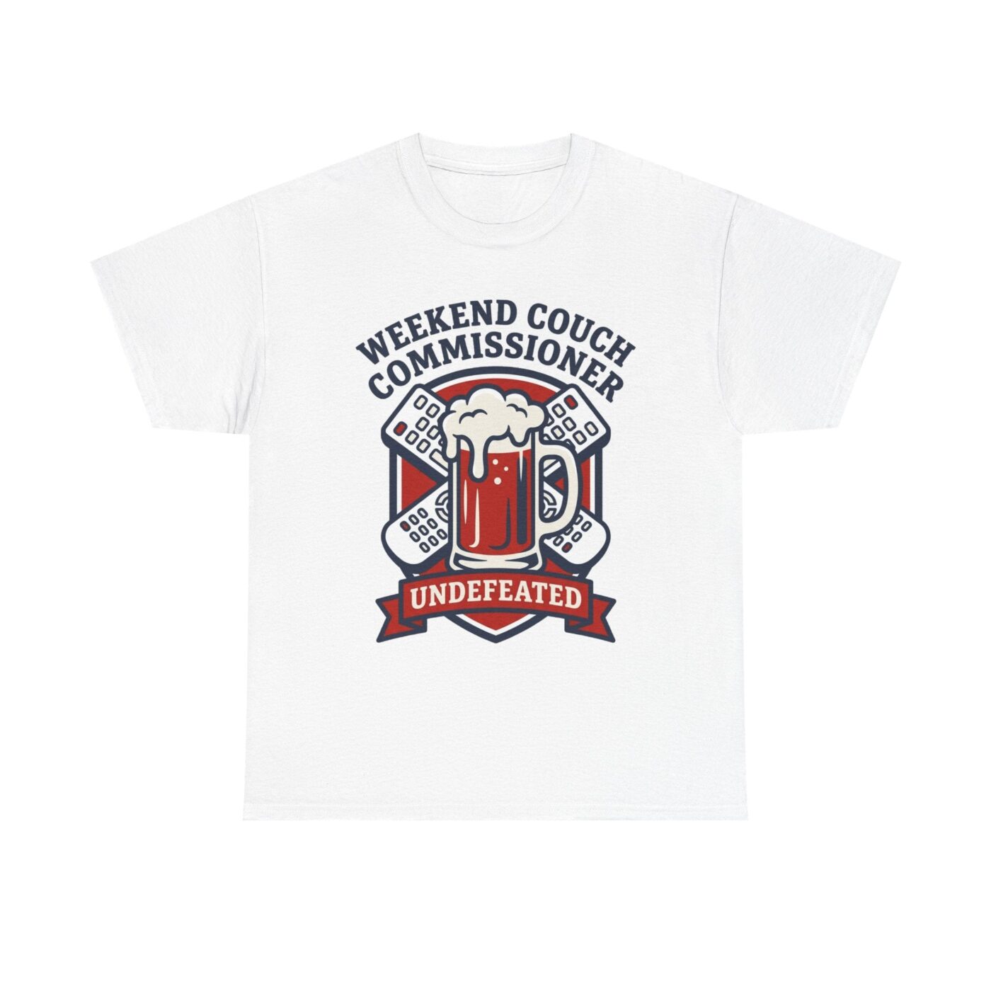 Weekend Couch Commissioner Crest Tee — lifestyle photo