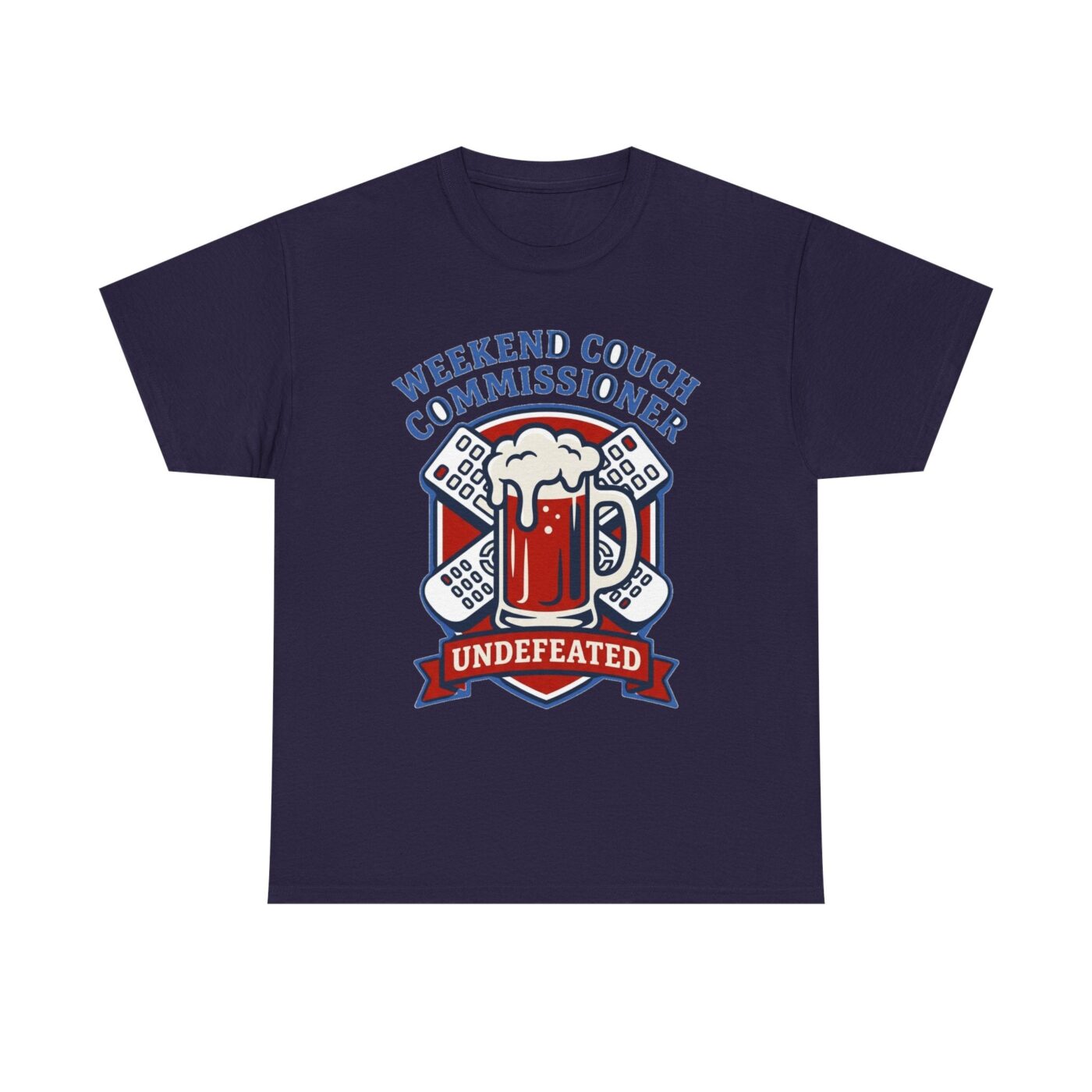 Weekend Couch Commissioner Crest Tee — lifestyle photo