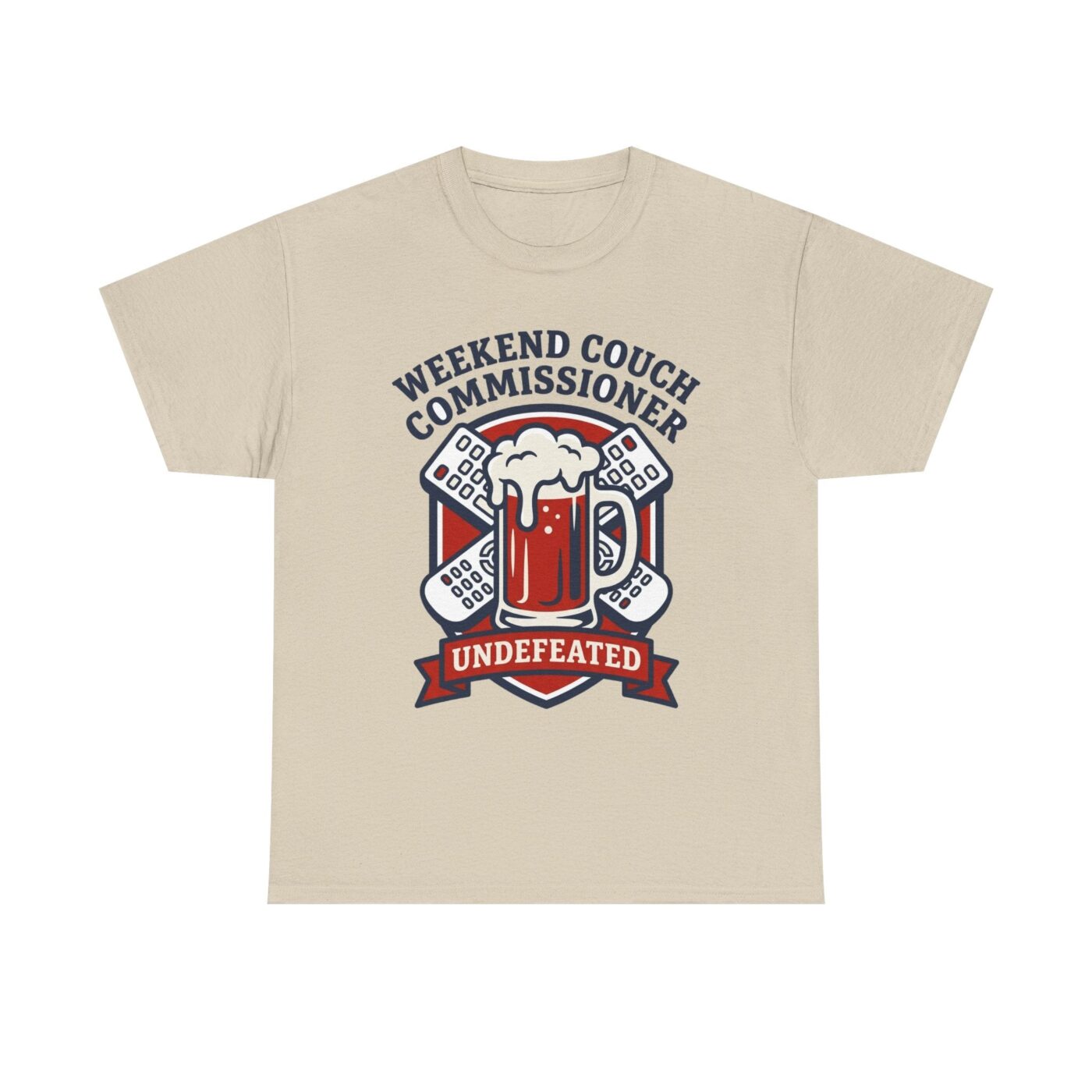 Weekend Couch Commissioner Crest Tee — lifestyle photo