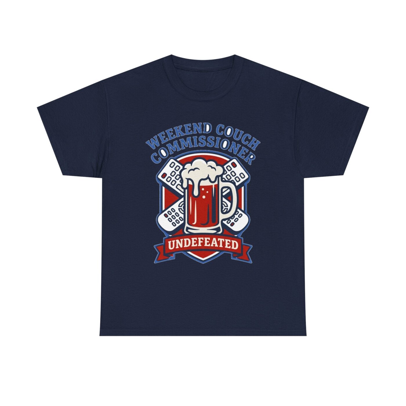 Weekend Couch Commissioner Crest Tee — lifestyle photo