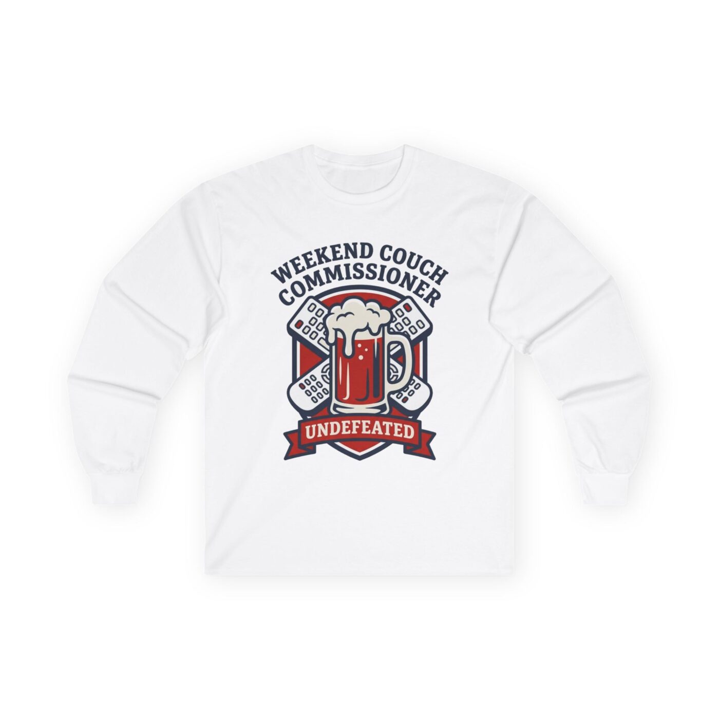Weekend Couch Commissioner Crest Tee Long Sleeve — lifestyle photo