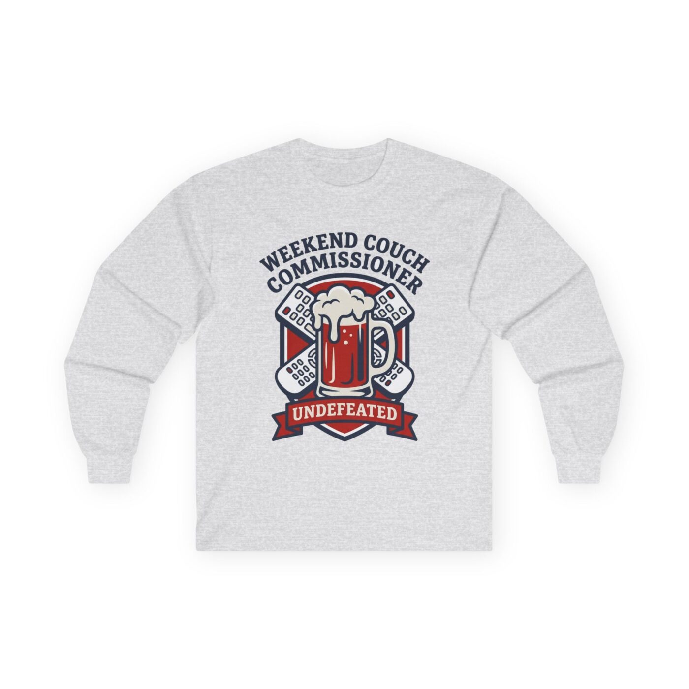 Weekend Couch Commissioner Crest Tee Long Sleeve — lifestyle photo