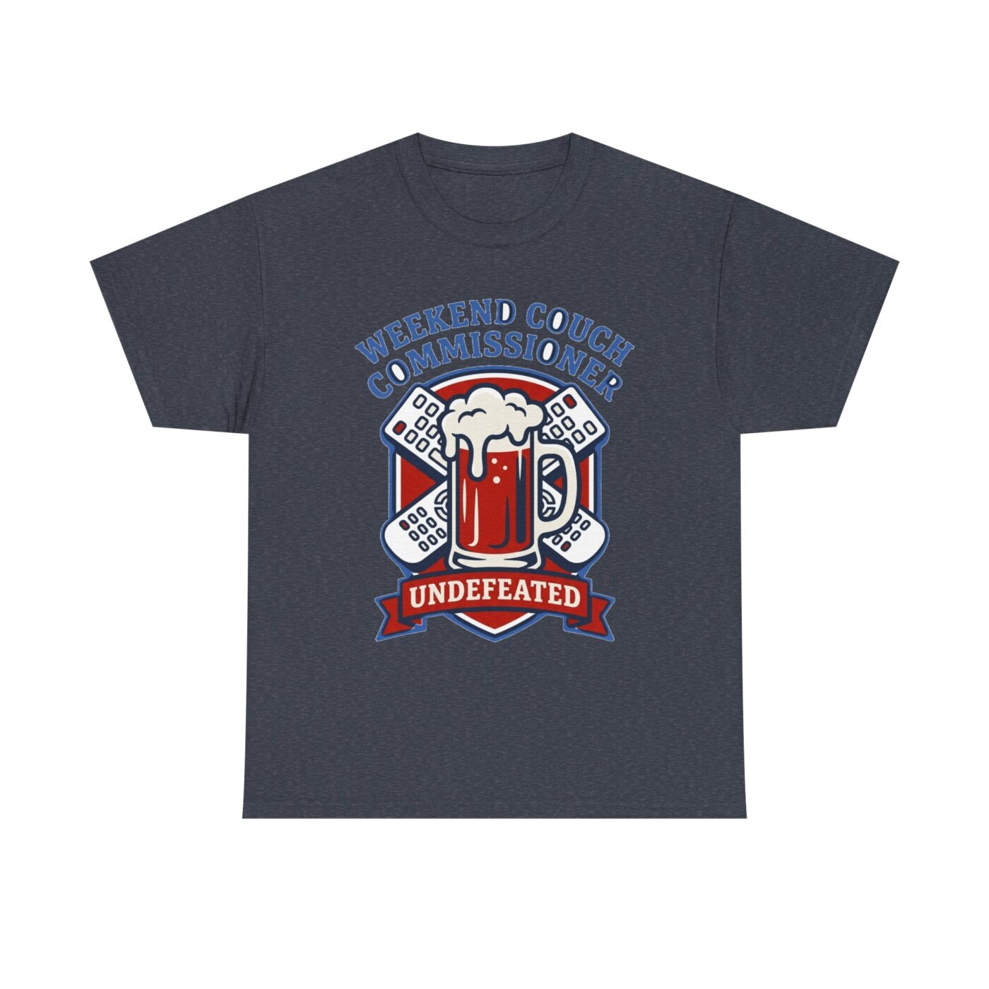 Weekend Couch Commissioner Crest Tee — lifestyle photo