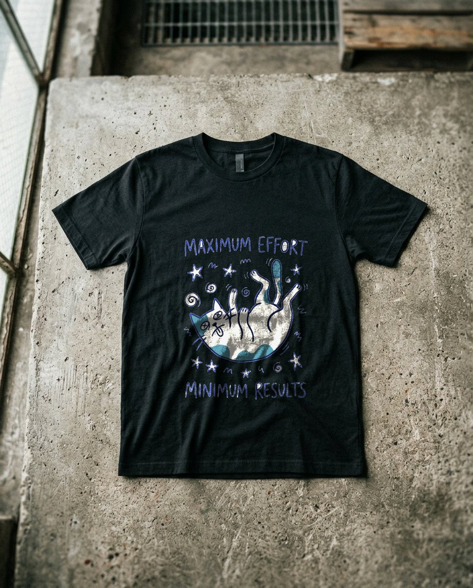 Maximum Effort Minimum Results Wobbly Cat — lifestyle photo