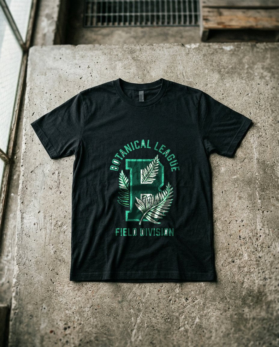 Botanical League Varsity Fern Tee — lifestyle photo