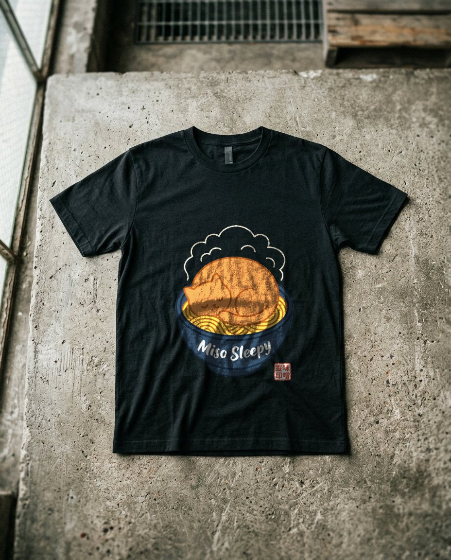 Miso Sleepy Cozy Ramen Cat — lifestyle photo