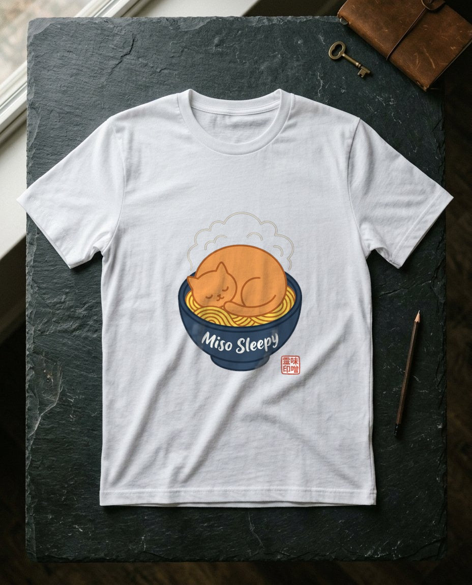 Miso Sleepy Cozy Ramen Cat — lifestyle photo