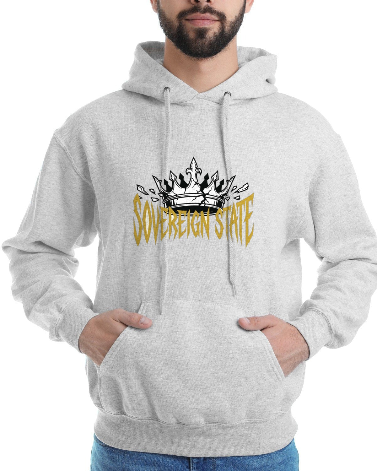 Sovereign State Shattered Crown Box Logo Hoodie — lifestyle photo