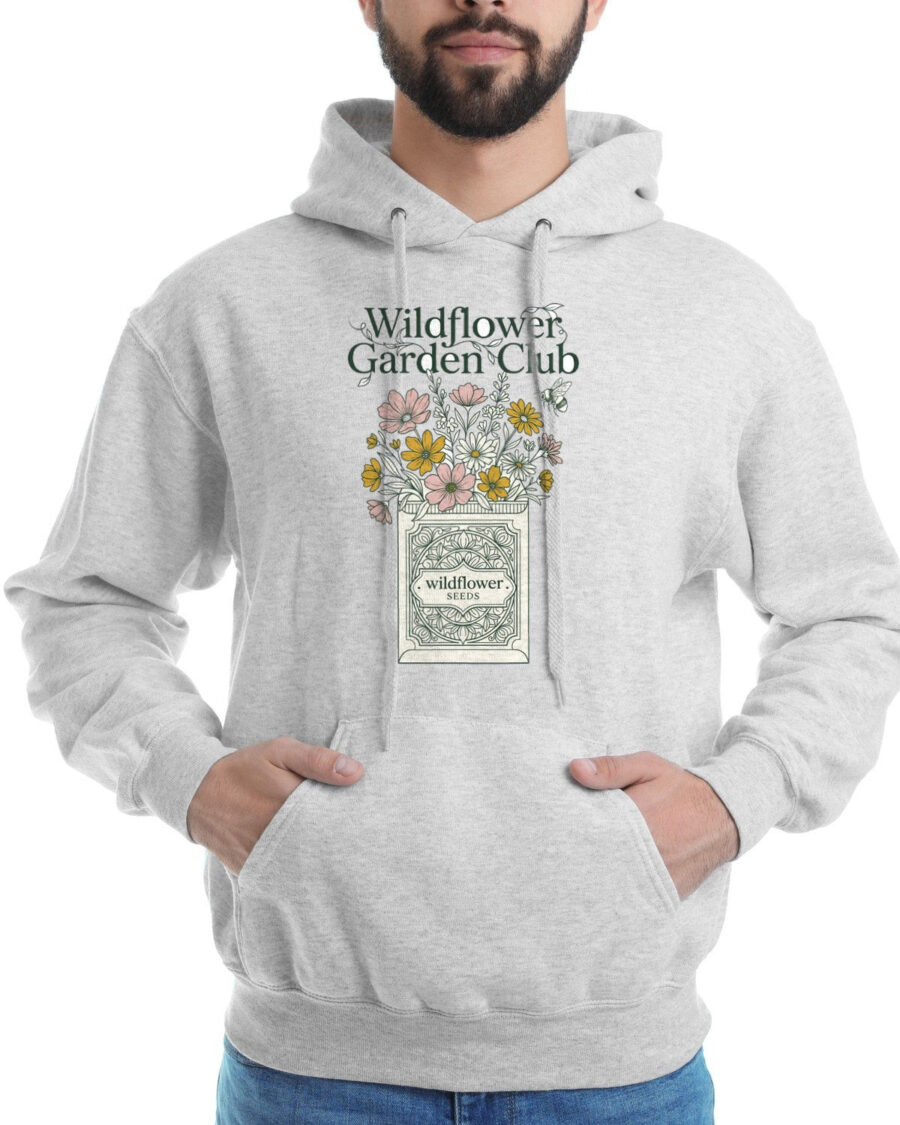 Heritage Seed Packet Wildflower Club Hoodie — lifestyle photo