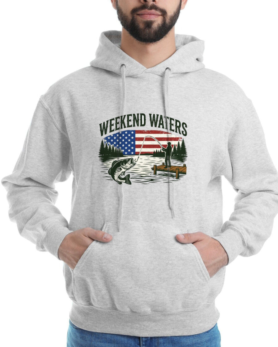 Sunrise Cast American Lake Scene Hoodie — lifestyle photo