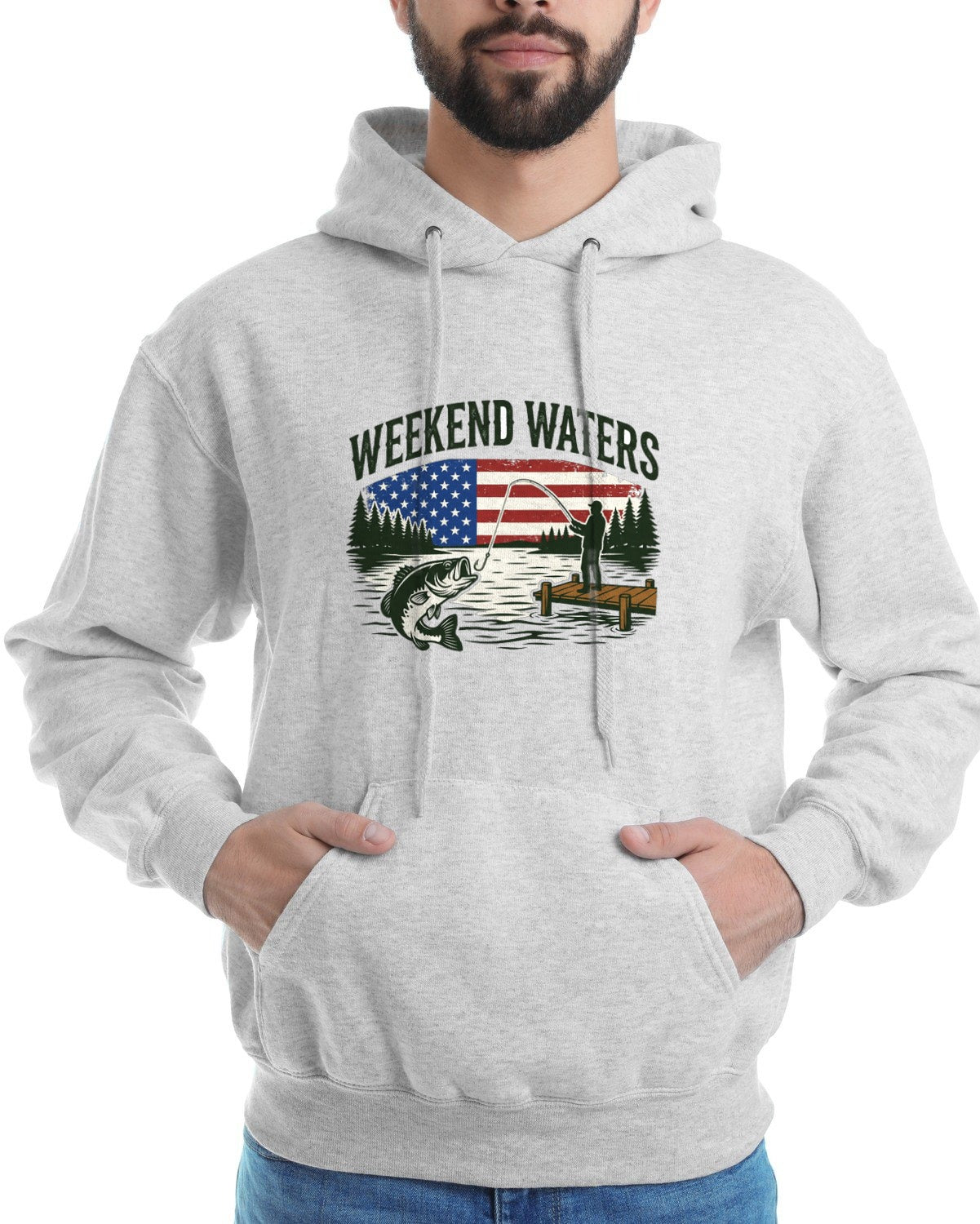 Sunrise Cast American Lake Scene Hoodie — lifestyle photo