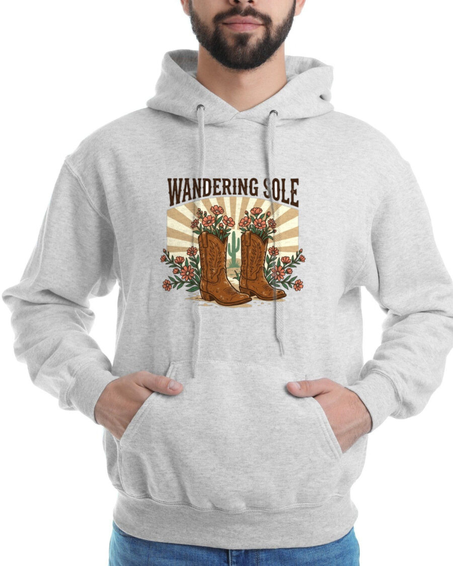 Desert Bloom Wandering Sole Boots Hoodie — lifestyle photo