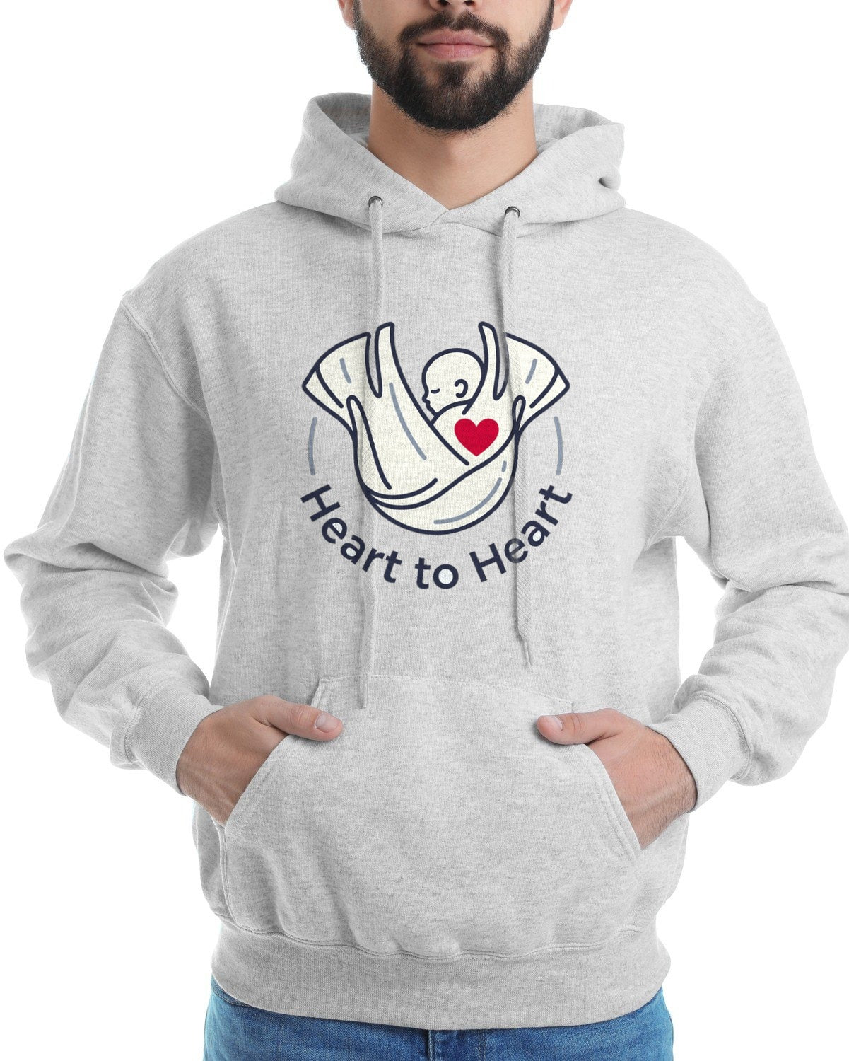 Heart To Heart Continuous Line Silhouette Hoodie — lifestyle photo