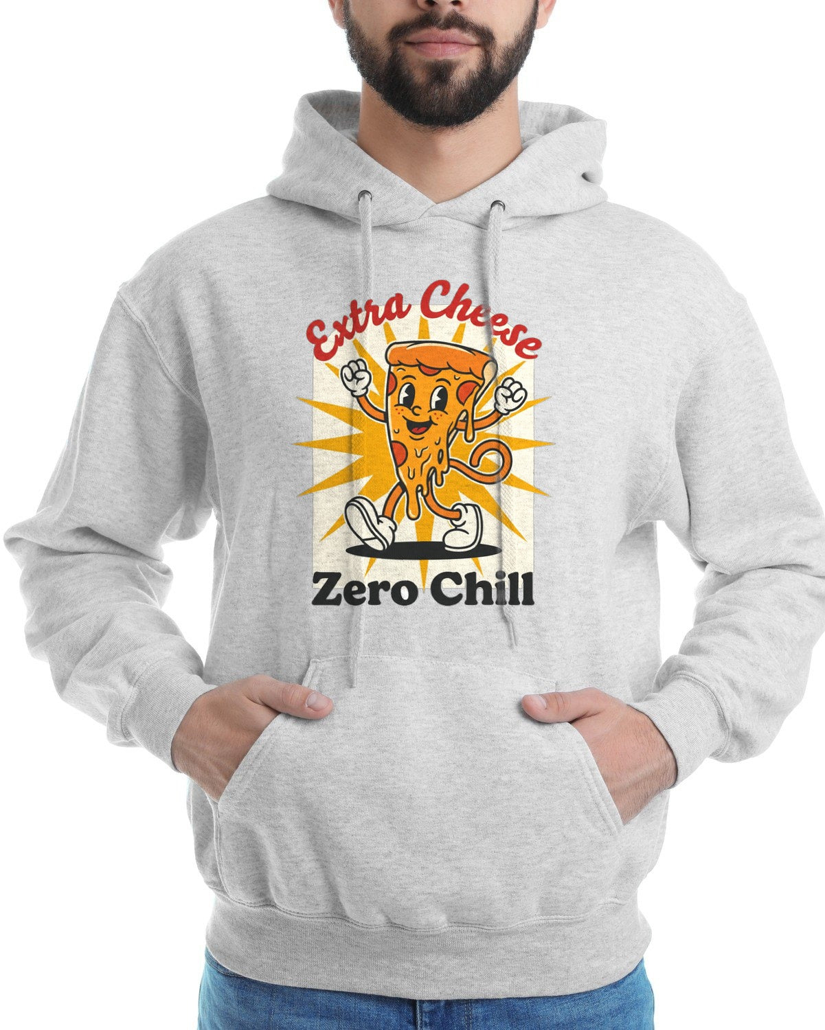 Extra Cheese Zero Chill Mascot Hoodie — lifestyle photo