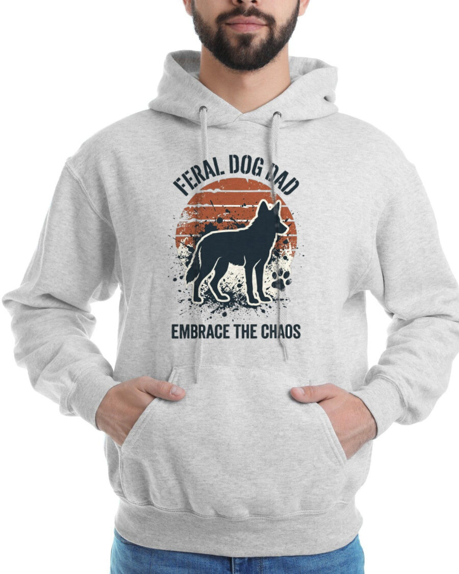 Feral Dog Dad Chaos Pack Leader Hoodie — lifestyle photo