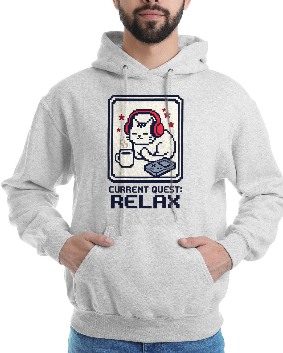 Save Point Sanctuary Pixel Cat Hoodie — lifestyle photo