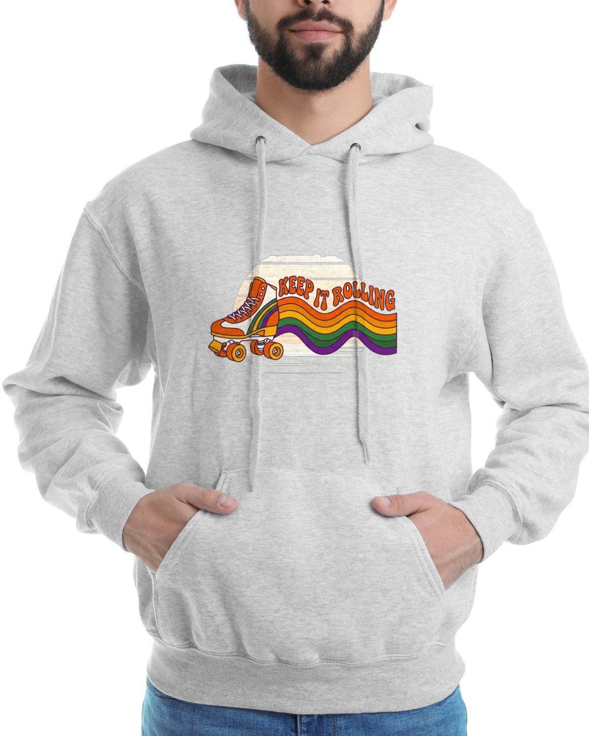 Groovy Glide Retro Roller Skate Hoodie — lifestyle photo