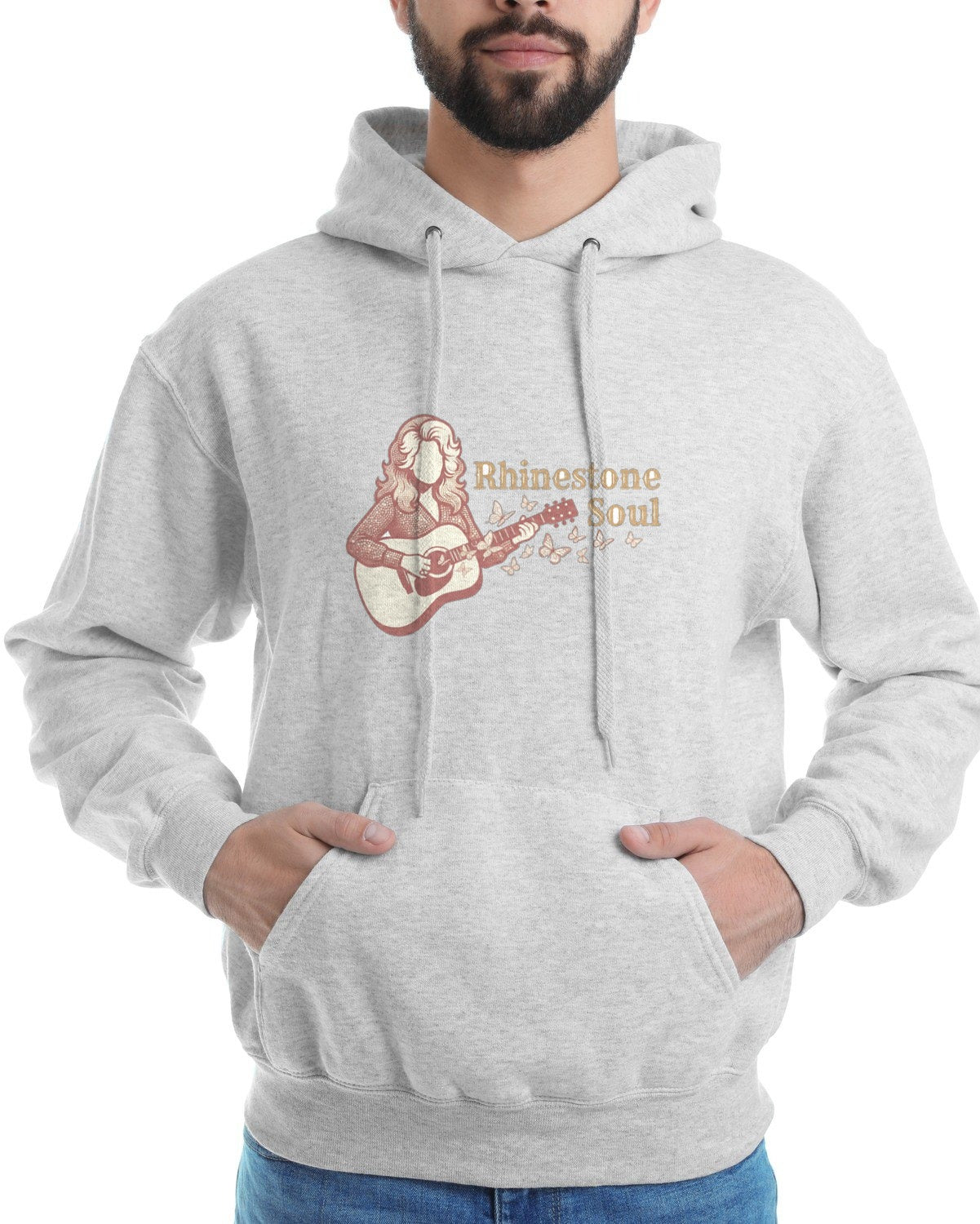 Rhinestone Queen Butterfly Silhouette Hoodie — lifestyle photo