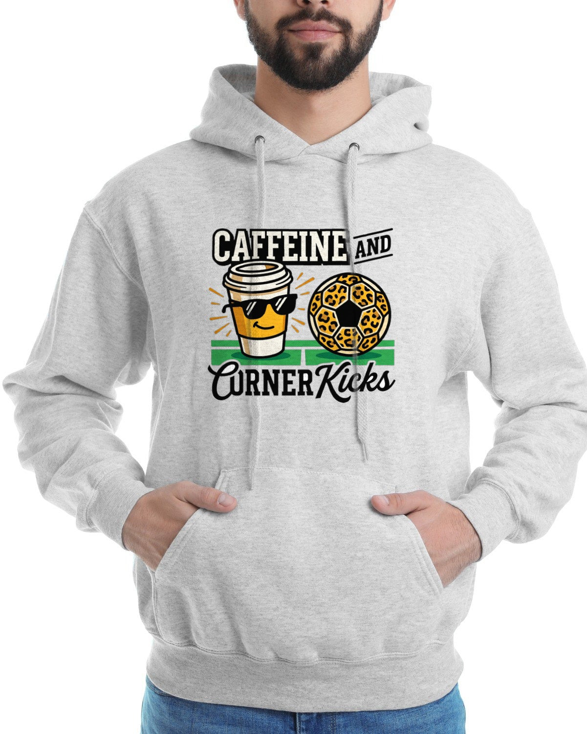 Caffeine And Corner Kicks Soccer Mom Hoodie — lifestyle photo