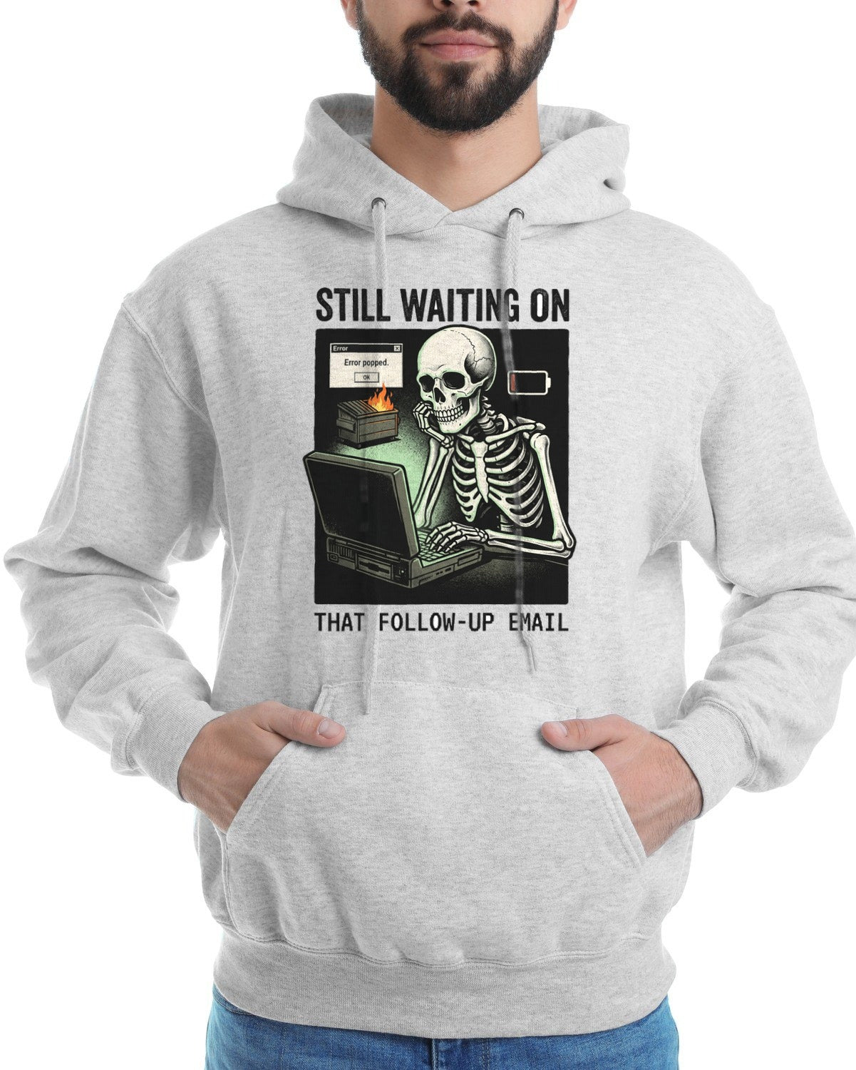 Eternally Pending Skeleton Worker Hoodie — lifestyle photo