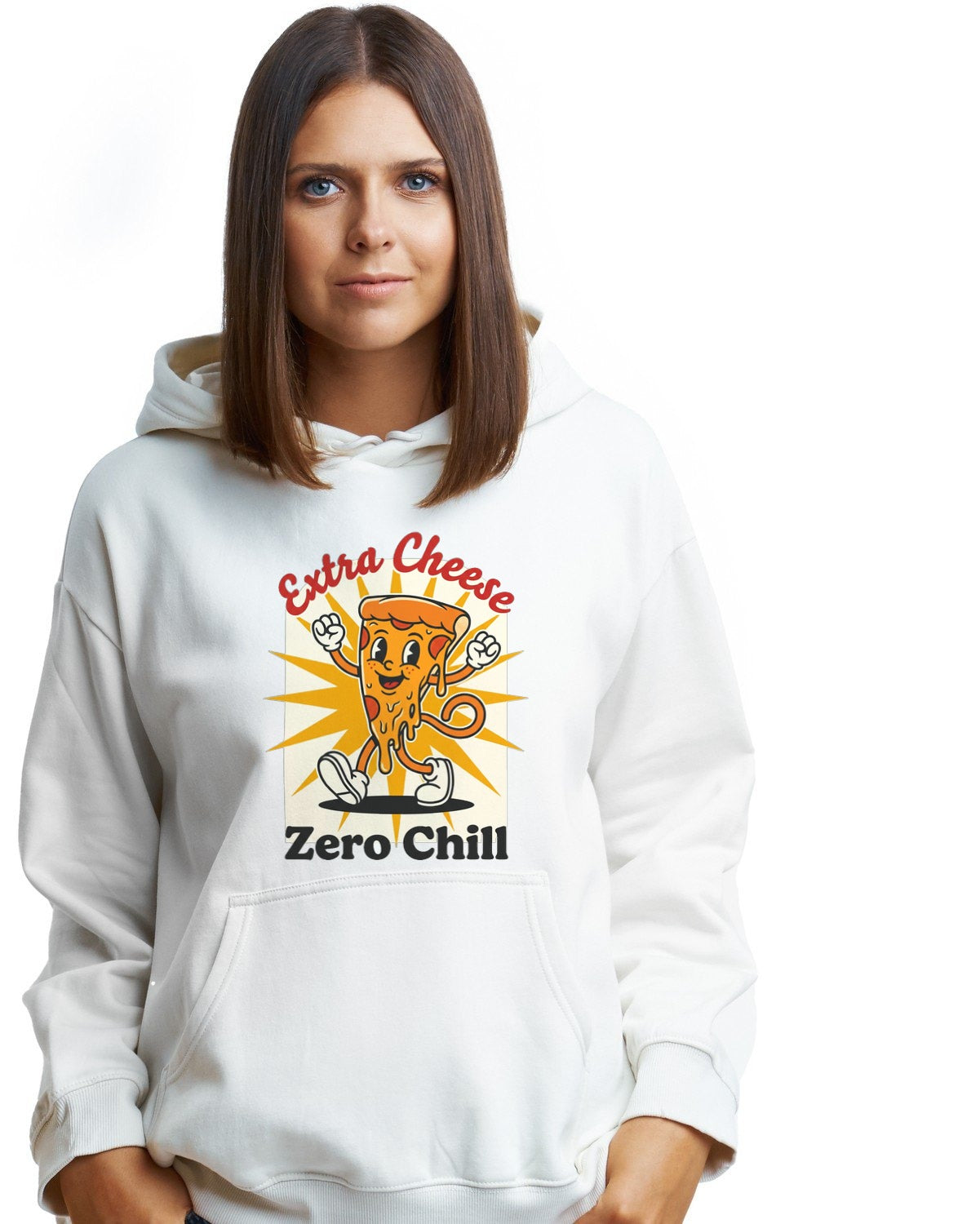 Extra Cheese Zero Chill Mascot Hoodie — lifestyle photo