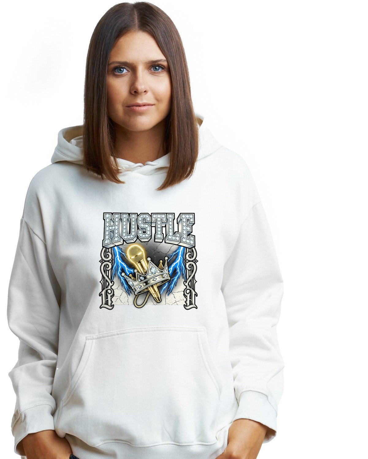Diamond Era Hustle Bootleg Collage Hoodie — lifestyle photo