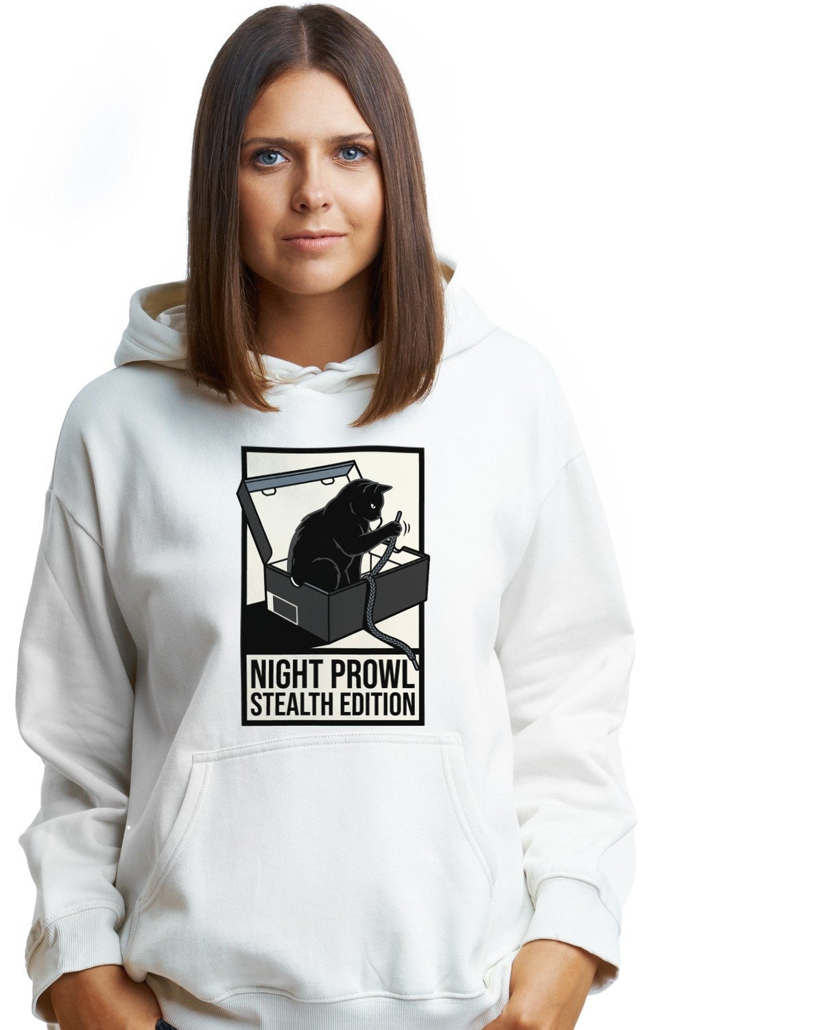 Stealth Edition Feline Box Logo Hoodie — lifestyle photo