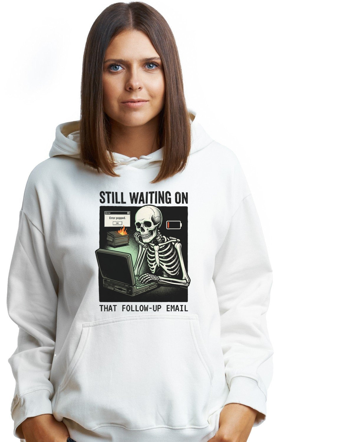 Eternally Pending Skeleton Worker Hoodie — lifestyle photo