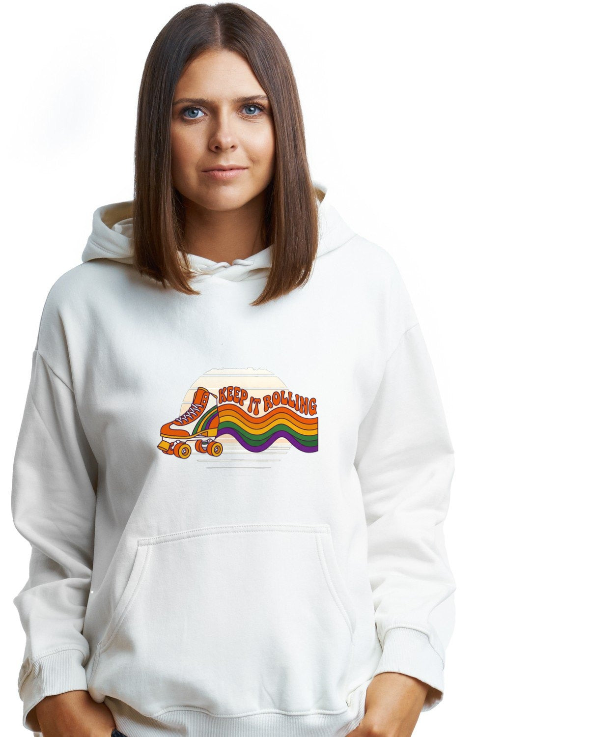 Groovy Glide Retro Roller Skate Hoodie — lifestyle photo