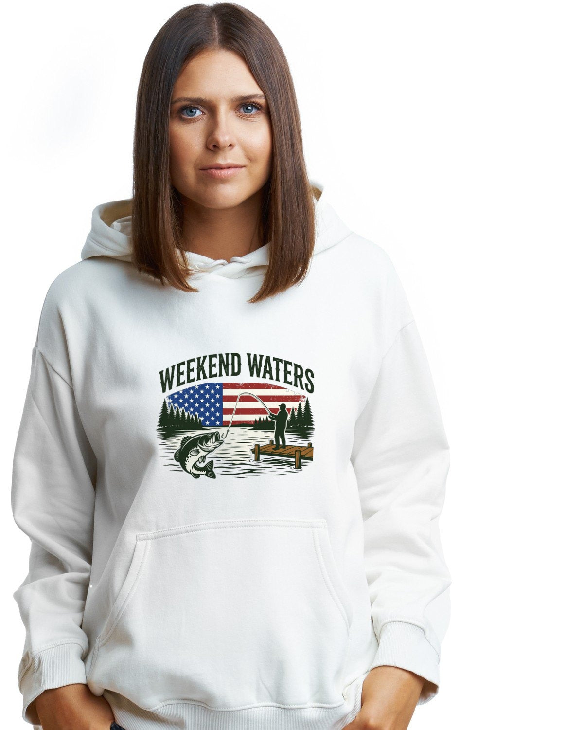 Sunrise Cast American Lake Scene Hoodie — lifestyle photo