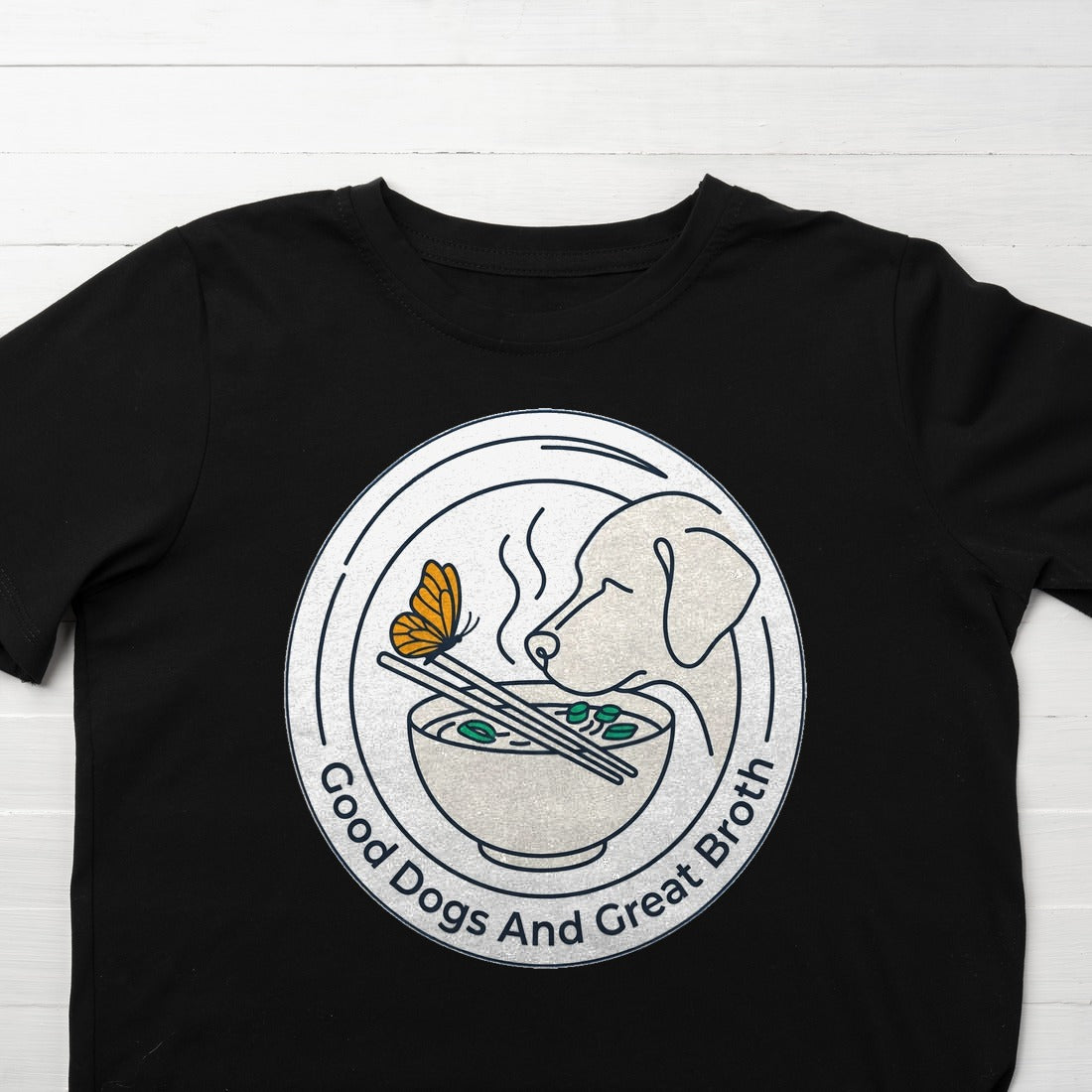 Ramen And Rescues Noodle Bowl Badge Kids Tee — lifestyle photo