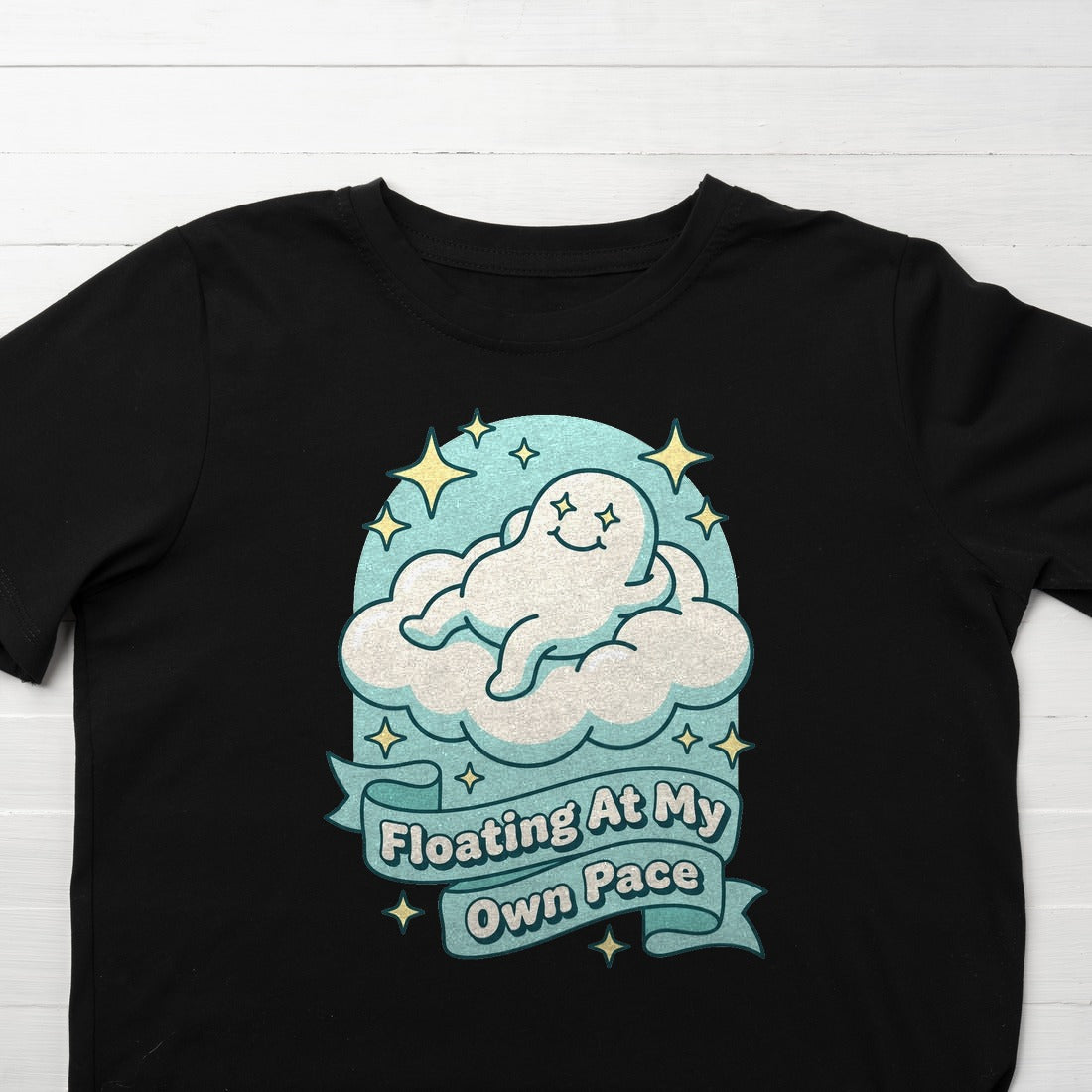 Floating At My Own Pace Blob Cloud Kids Tee — lifestyle photo