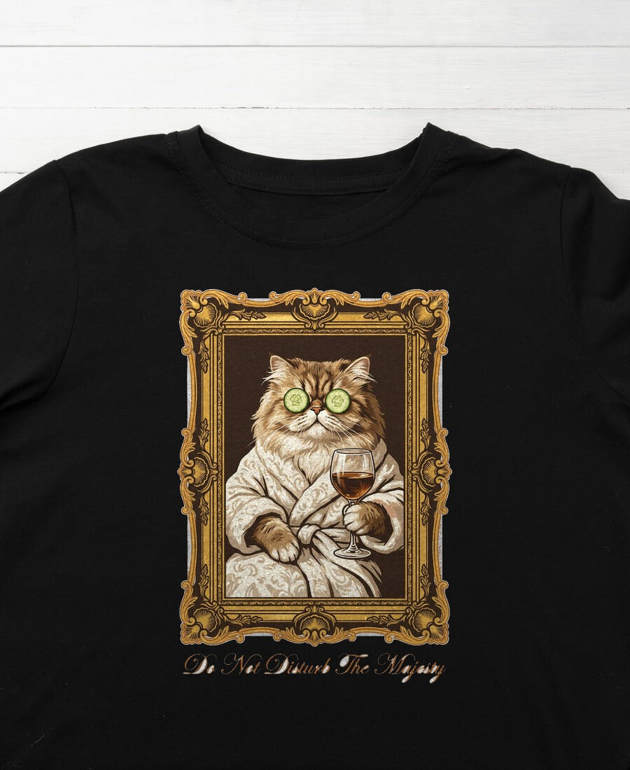 Royal Feline Spa Day Portrait Kids Tee — lifestyle photo