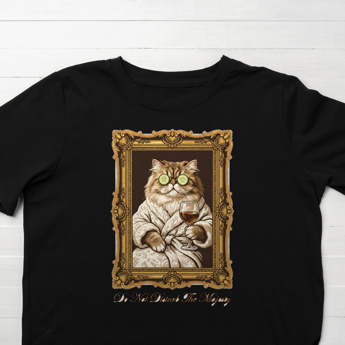 Royal Feline Spa Day Portrait Kids Tee — lifestyle photo