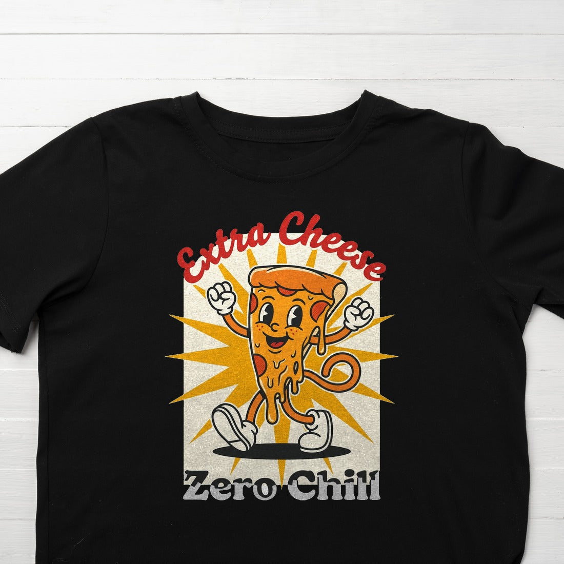 Extra Cheese Zero Chill Mascot Kids Tee — lifestyle photo