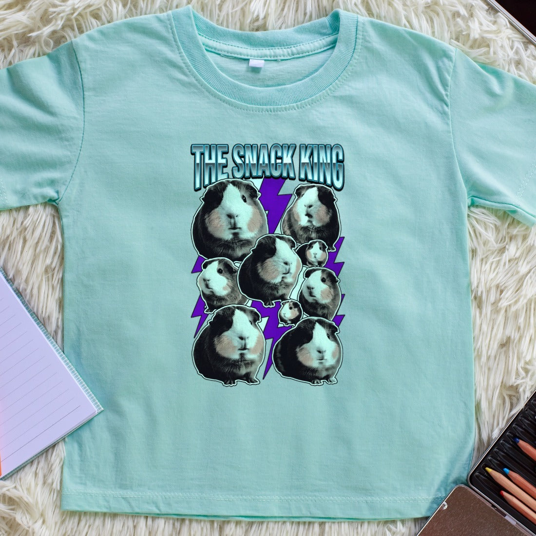 Heavyweight Snacker Guinea Pig Bootleg Kids Tee — lifestyle photo