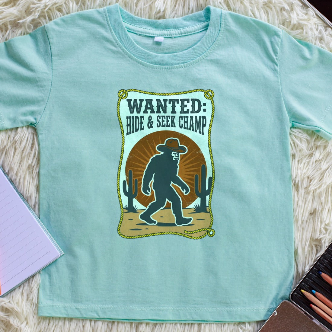 Wanted: Hide And Seek Champion Kids Tee — lifestyle photo