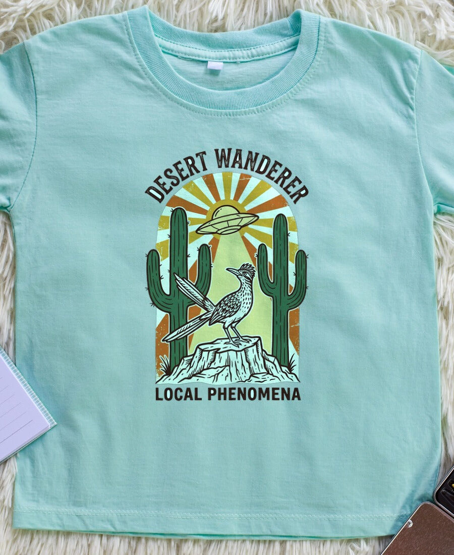 Roswell Route Desert Encounter Kids Tee — lifestyle photo