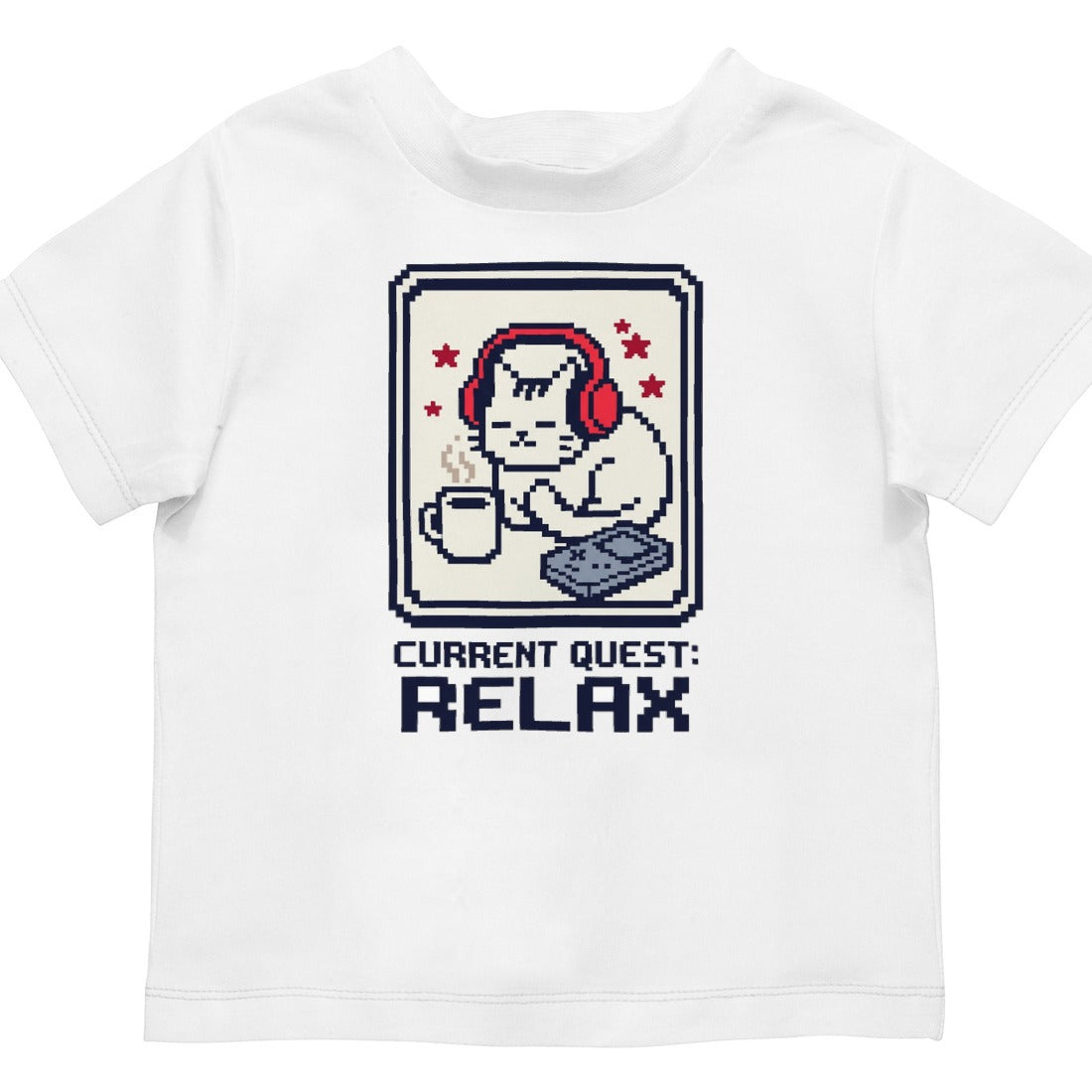 Save Point Sanctuary Pixel Cat Kids Tee — lifestyle photo